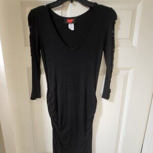 NEW Amore size Small Black Fitted V neck Dress with Cut-out Design at Sleeves